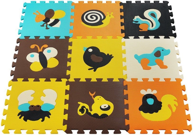 Lernmatte Schaumstoffpuzzle 90 x 90 x 1 cm - EVA-Schaum - Muster: Tiere