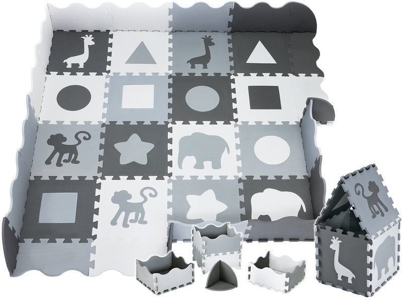 Schaumstoff-Puzzlematte XL 150 x 150 x 1 cm mit Rand aus EVA-Schaum - grau