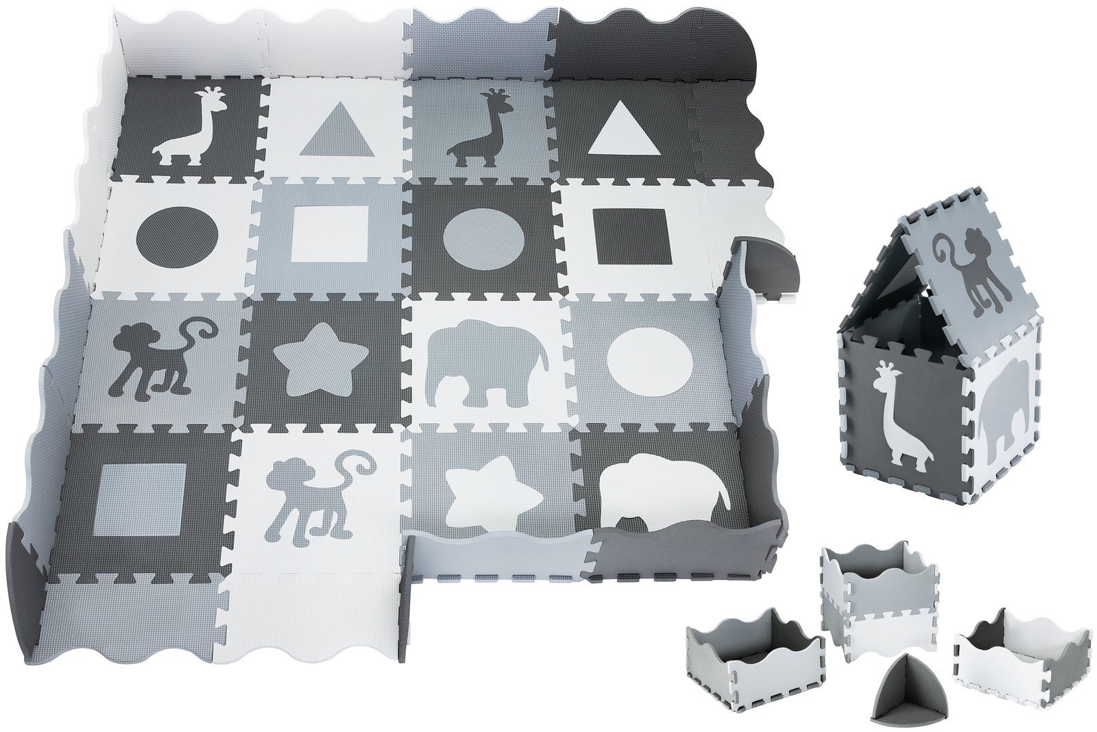 Schaumstoff-Puzzlematte XL 150 x 150 x 1 cm mit Rand aus EVA