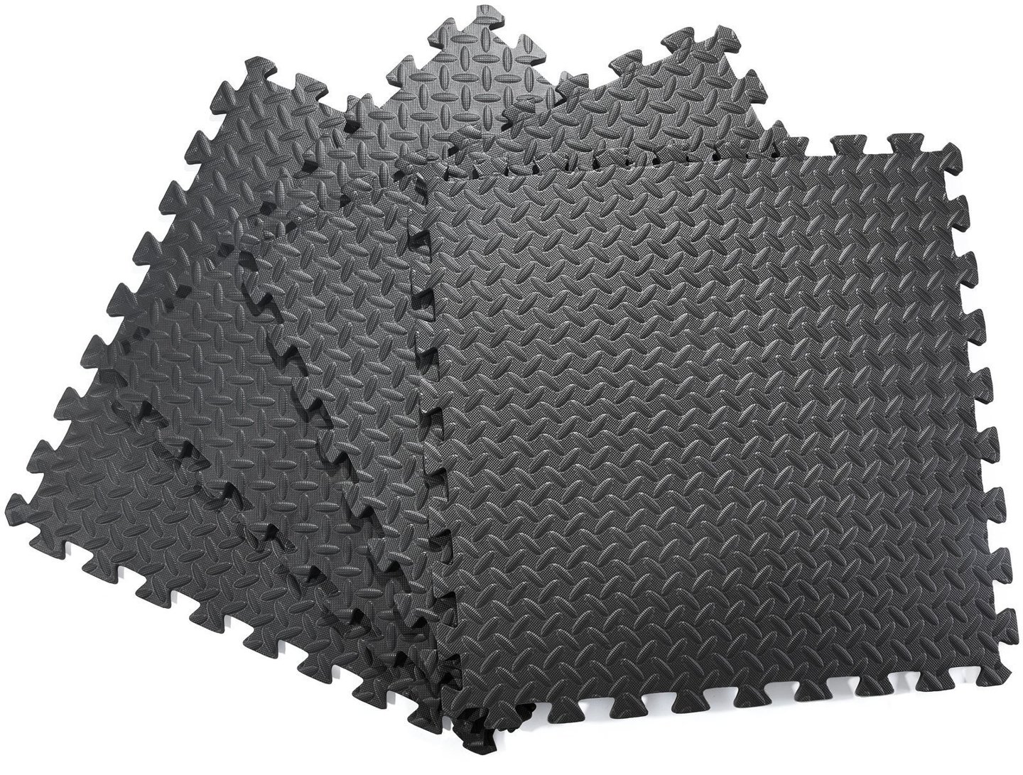 Großes Schaumstoffpuzzle 4 Stck. - rutschfeste Schaumstoffmatte für Übungen auf dem Boden 120 x 120 x 1,2 cm mit Rand - schwarz