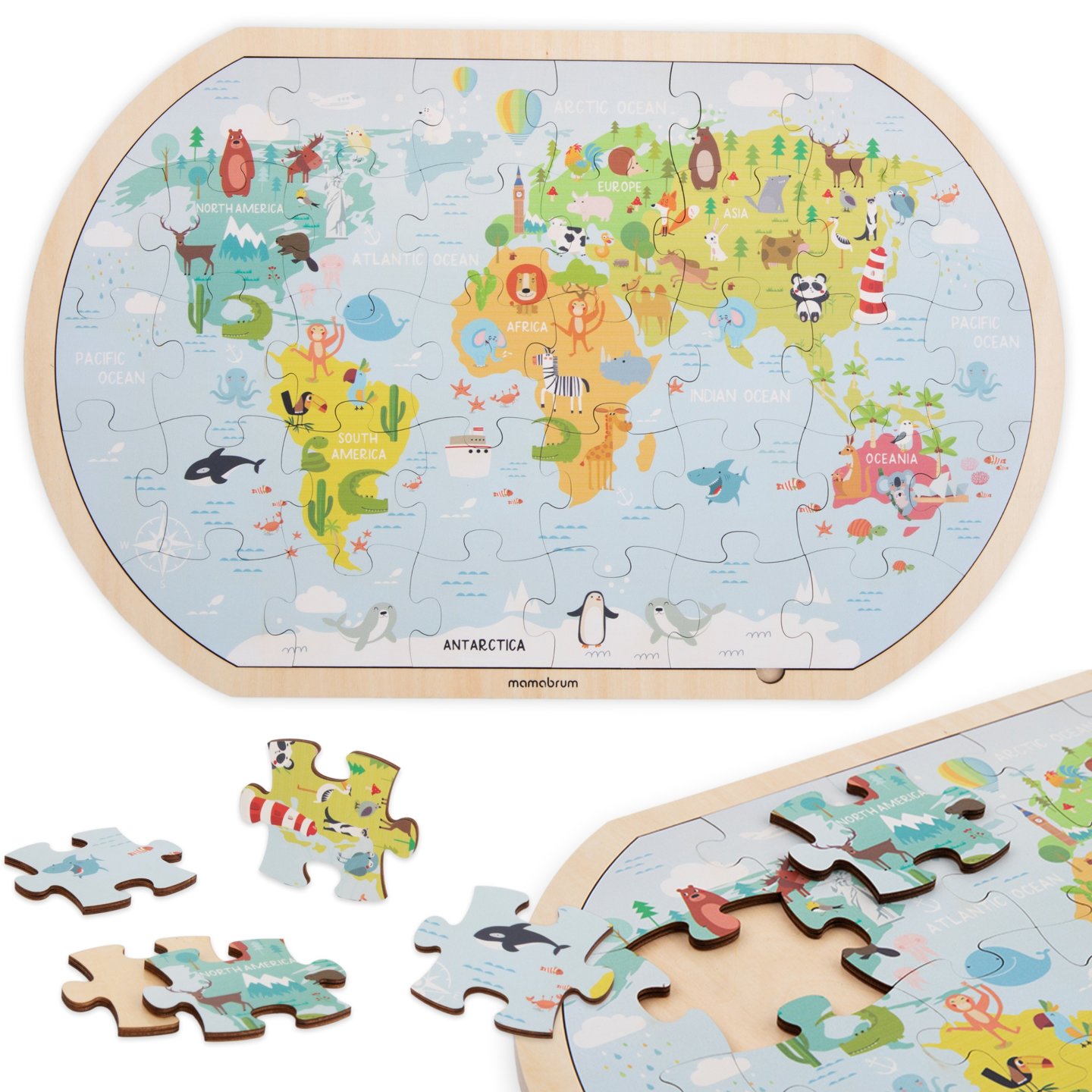 Holzpuzzle - Karte der Welt
