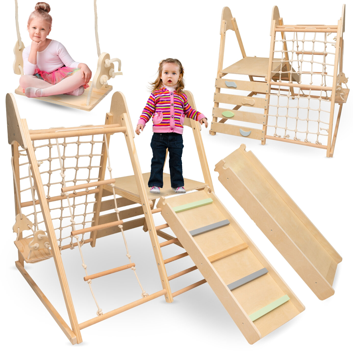 Holzspielplatz für Zuhause XL 5in1