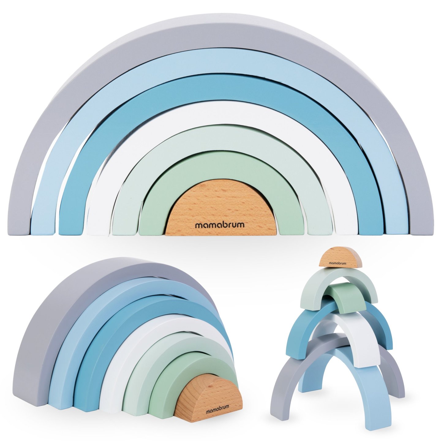 Montessori Holzpuzzle Regenbogen - blau