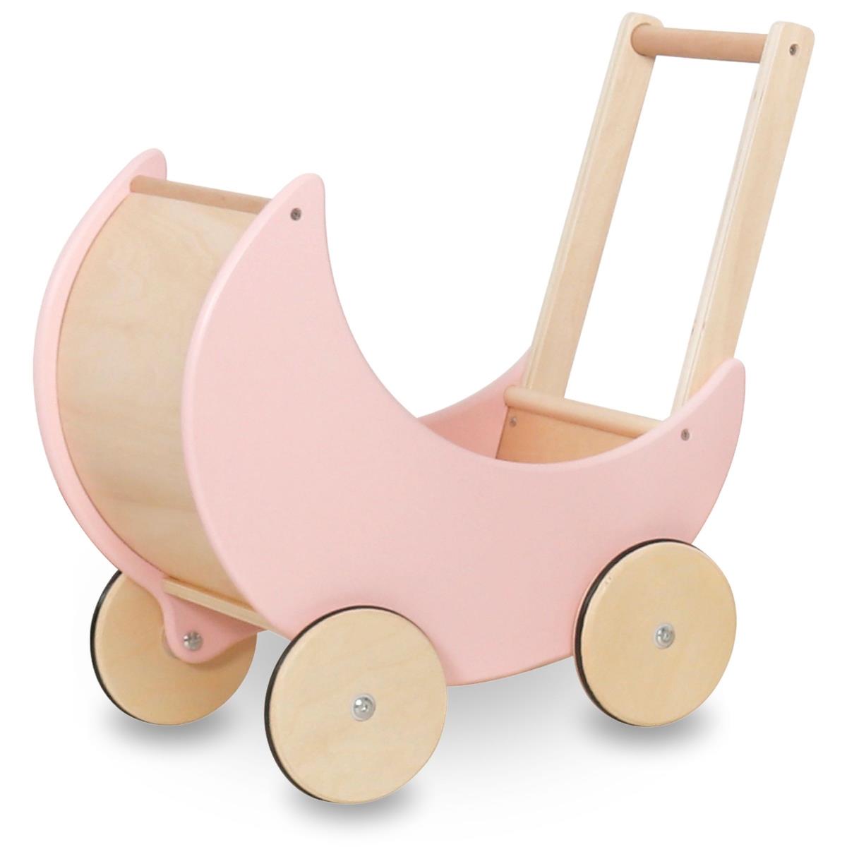 Puppenwagen aus Holz rosa