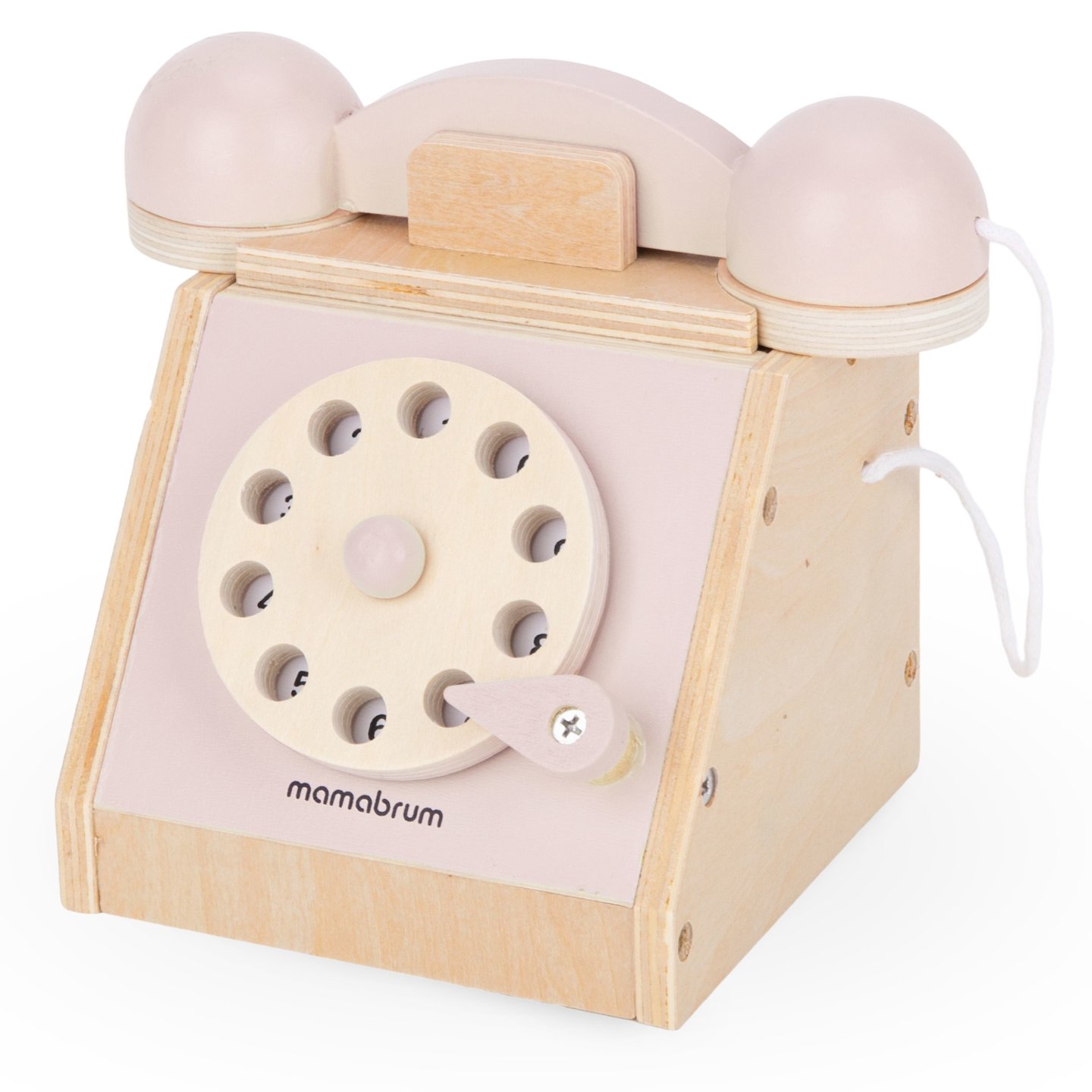 Retro-Holztelefon - pastellrosa