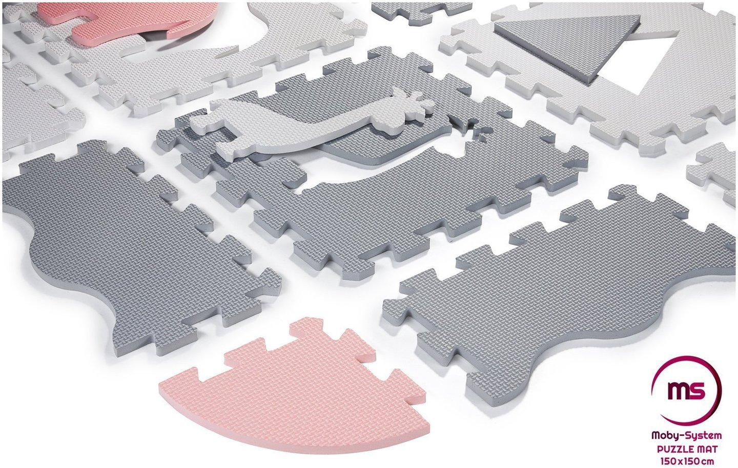 Schaumstoff-Puzzlematte XL 150 x 150 x 1 cm mit Rand aus EVA-Schaum - rosa