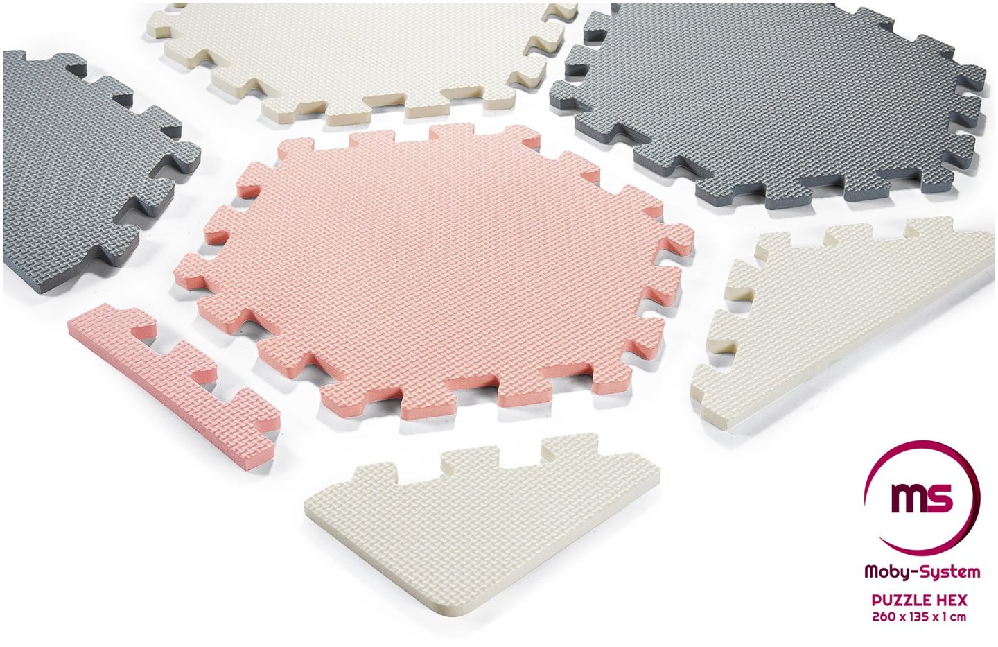 XXL Schaumstoff Puzzlematte 260 x 135 x 1 cm mit Rand - EVA Schaum + Tasche - pink