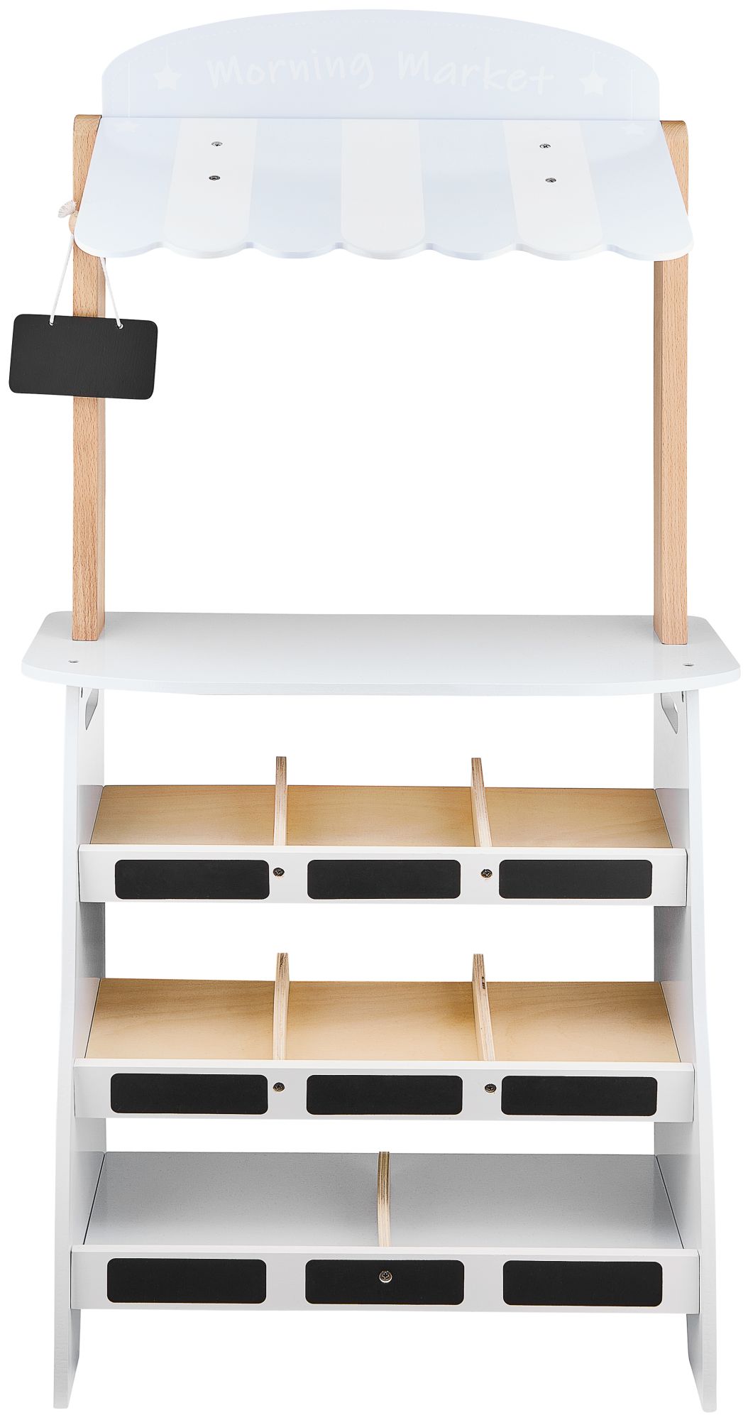 Gemüsestand - Holzstand mit Kisten, Kasse und Terminal