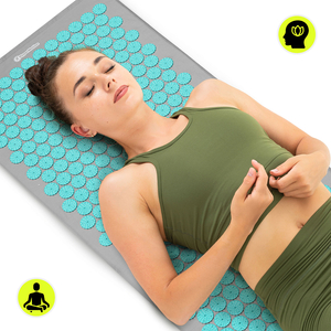 Große Akupressurmatte mit Kissen und Bezug – 130 cm HyperMotion grau-mint