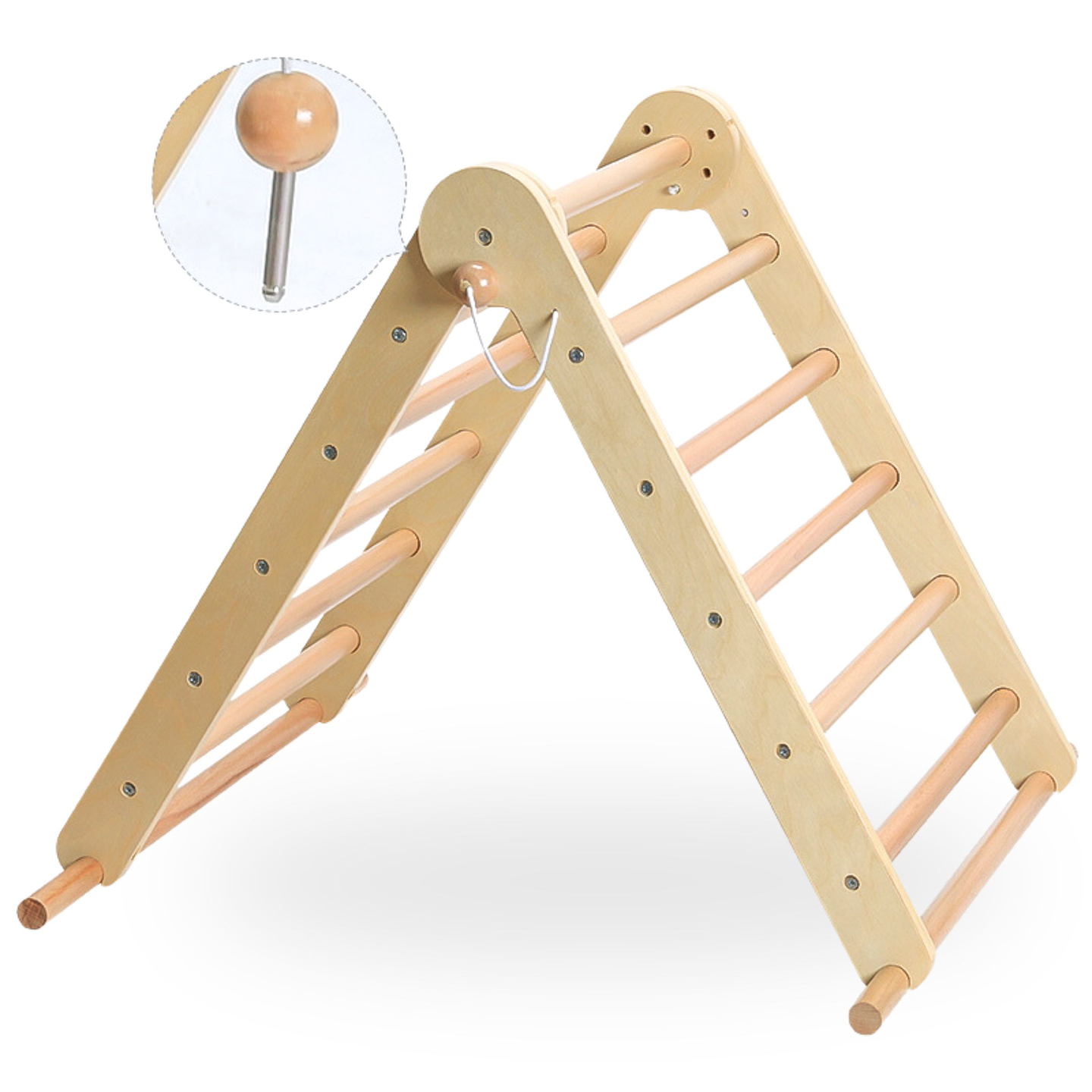 Selbstgebauter Kinderspielplatz aus Holz - Leiter + Kletterwand + Balancierbalken - Pikler-Dreieck