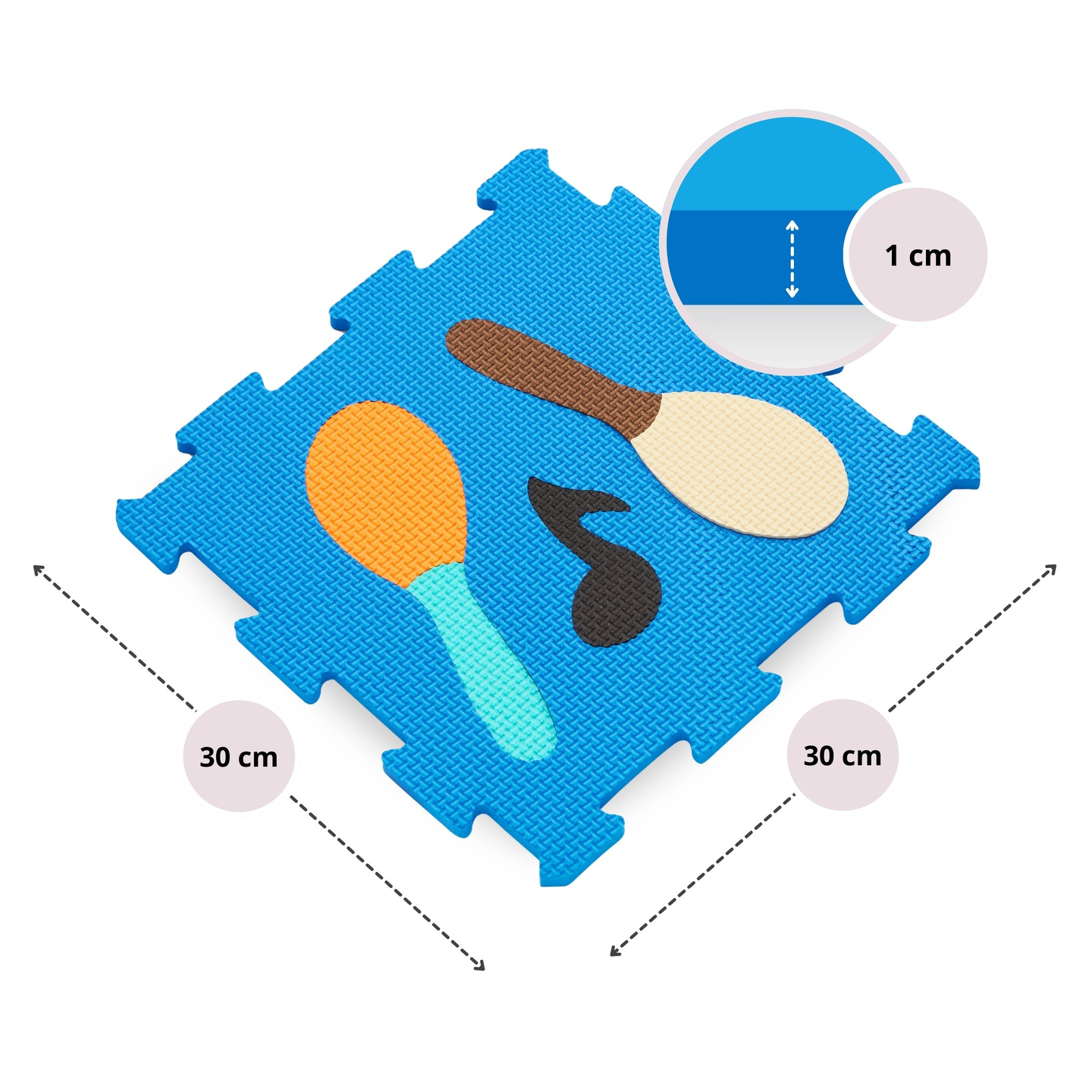 Lernmatte, Schaumstoffpuzzle 90 x 90 x 1 cm - EVA-Schaum - Muster: Instrumente