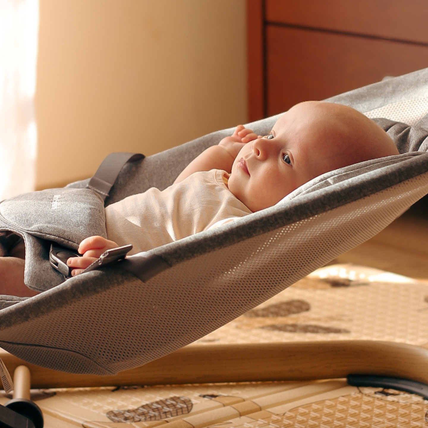 2-in-1-Schaukelstuhl Moby-System LILY - grau