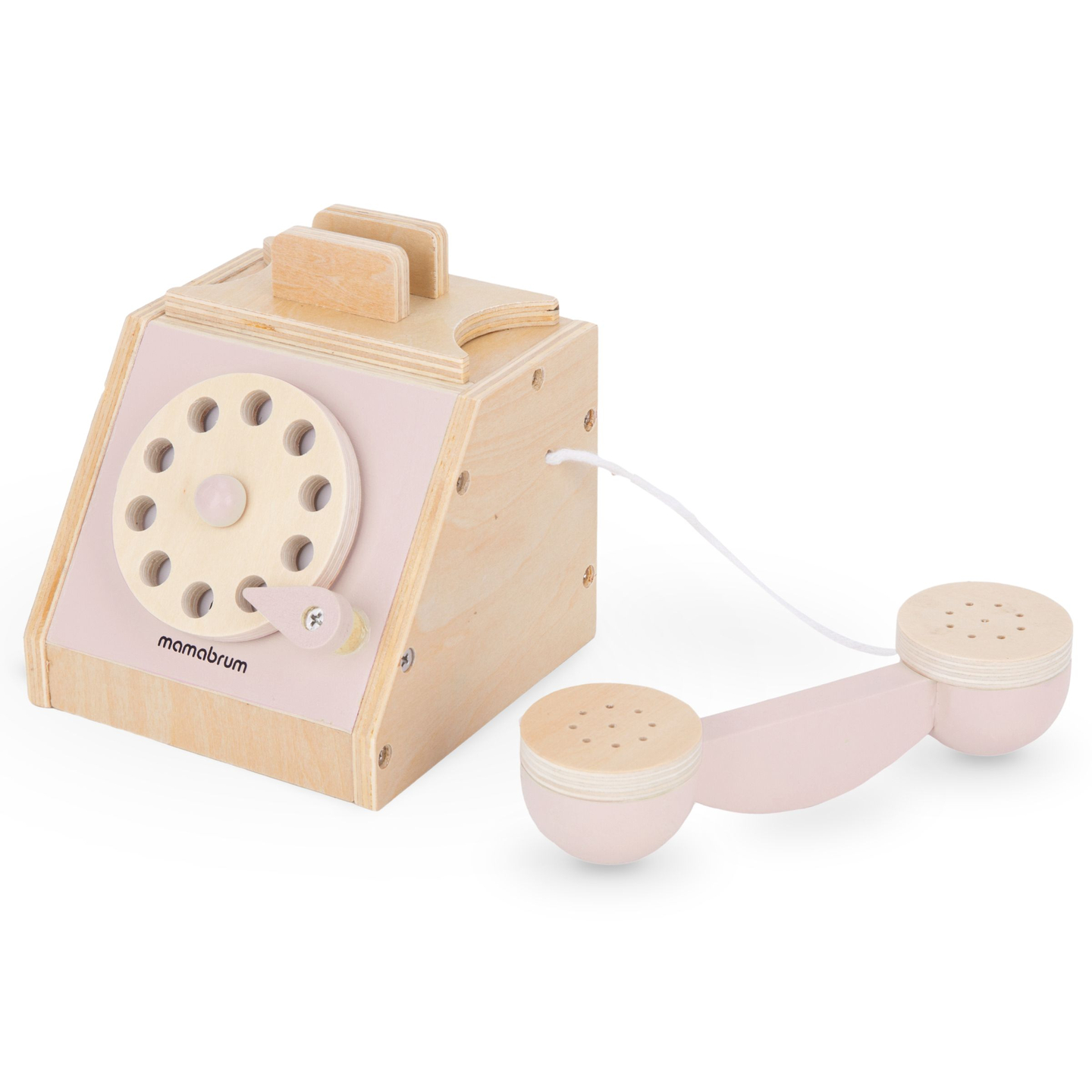 Retro-Holztelefon - pastellrosa