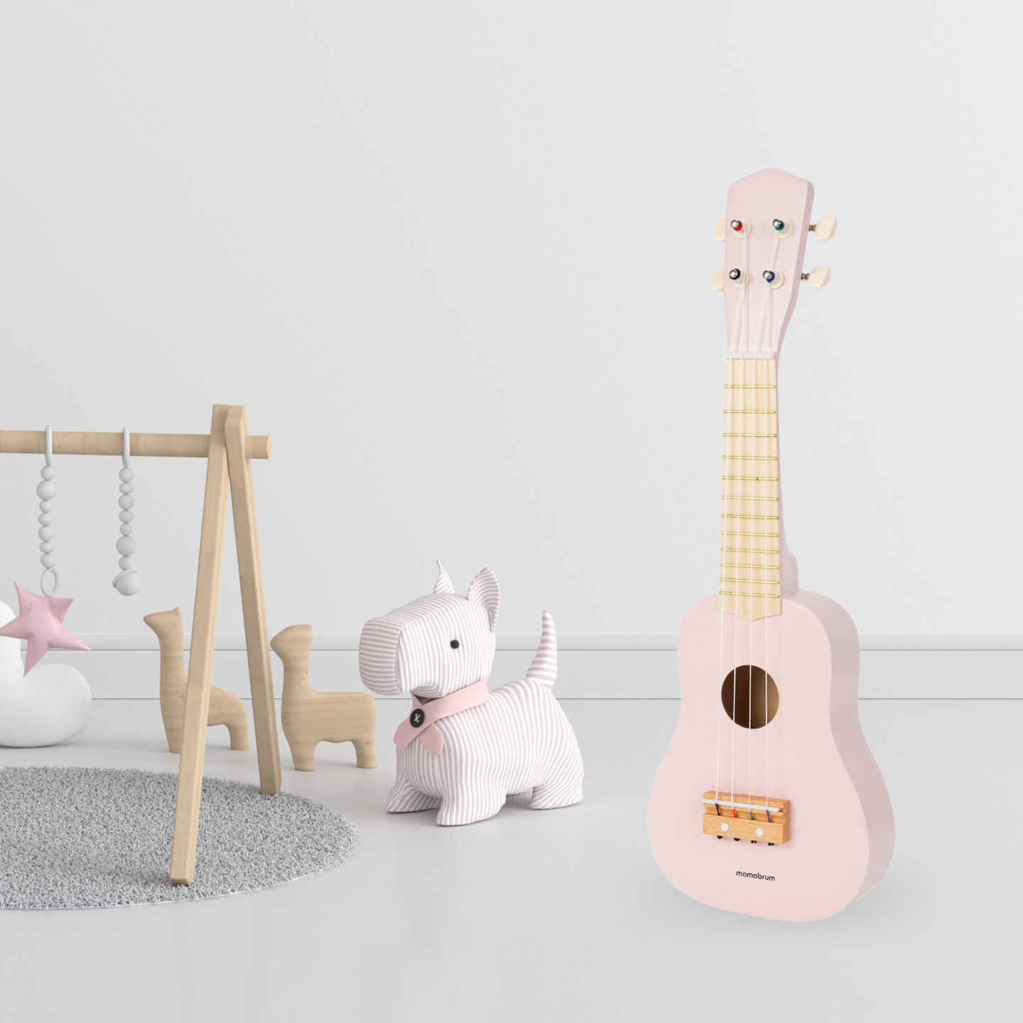 Hölzerne Gitarre für Kinder - Ukulele - rosa Farbe
