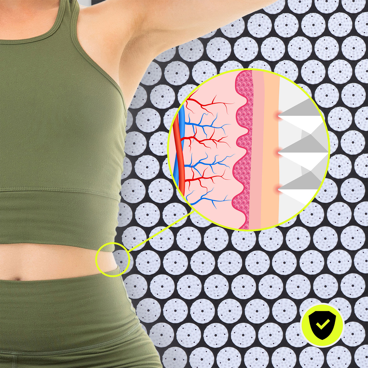 ECO Leinen-Akupressurmatte mit Kokosfaser- und Buchweizenkissen – 68 cm HyperMotion Schwarz-Weiß