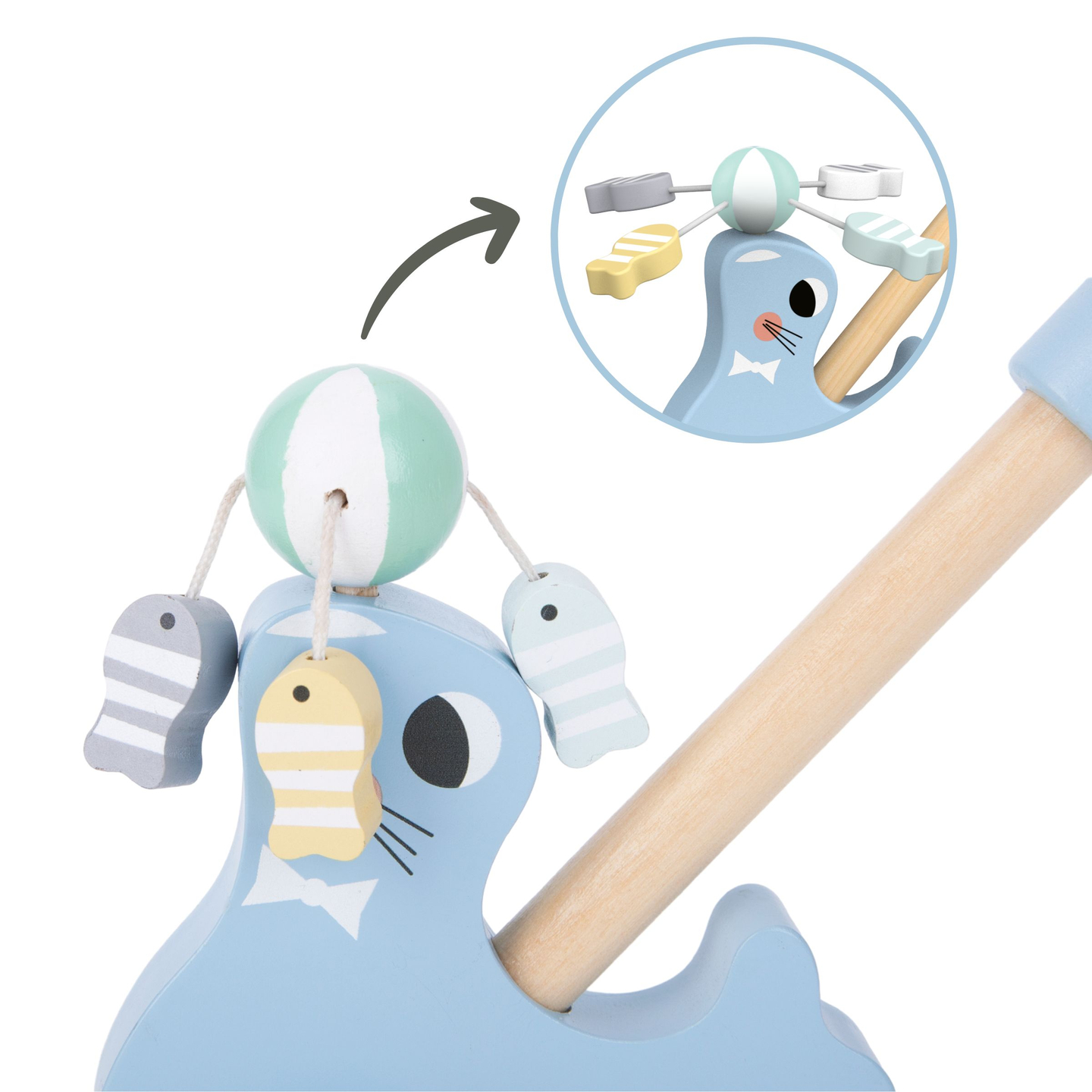 Holzplombe mit Schubstange - Schieber