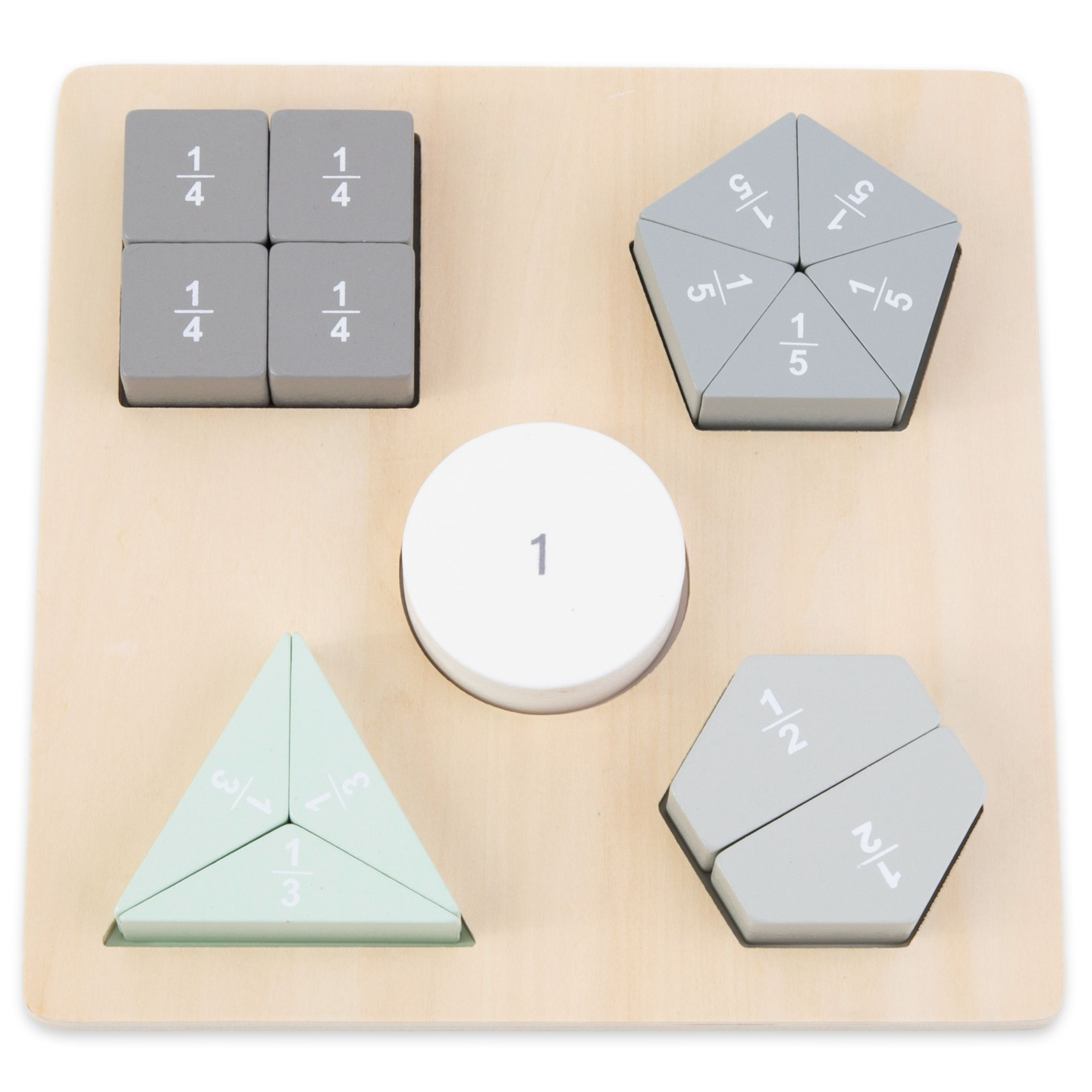 Holzpuzzle - Montessori Puzzles - Brüche und geometrische Figuren