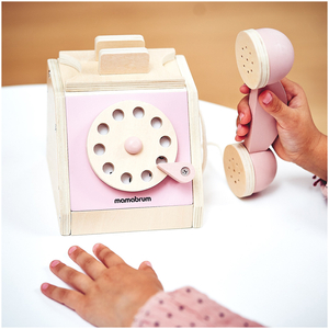 Retro-Holztelefon - pastellrosa