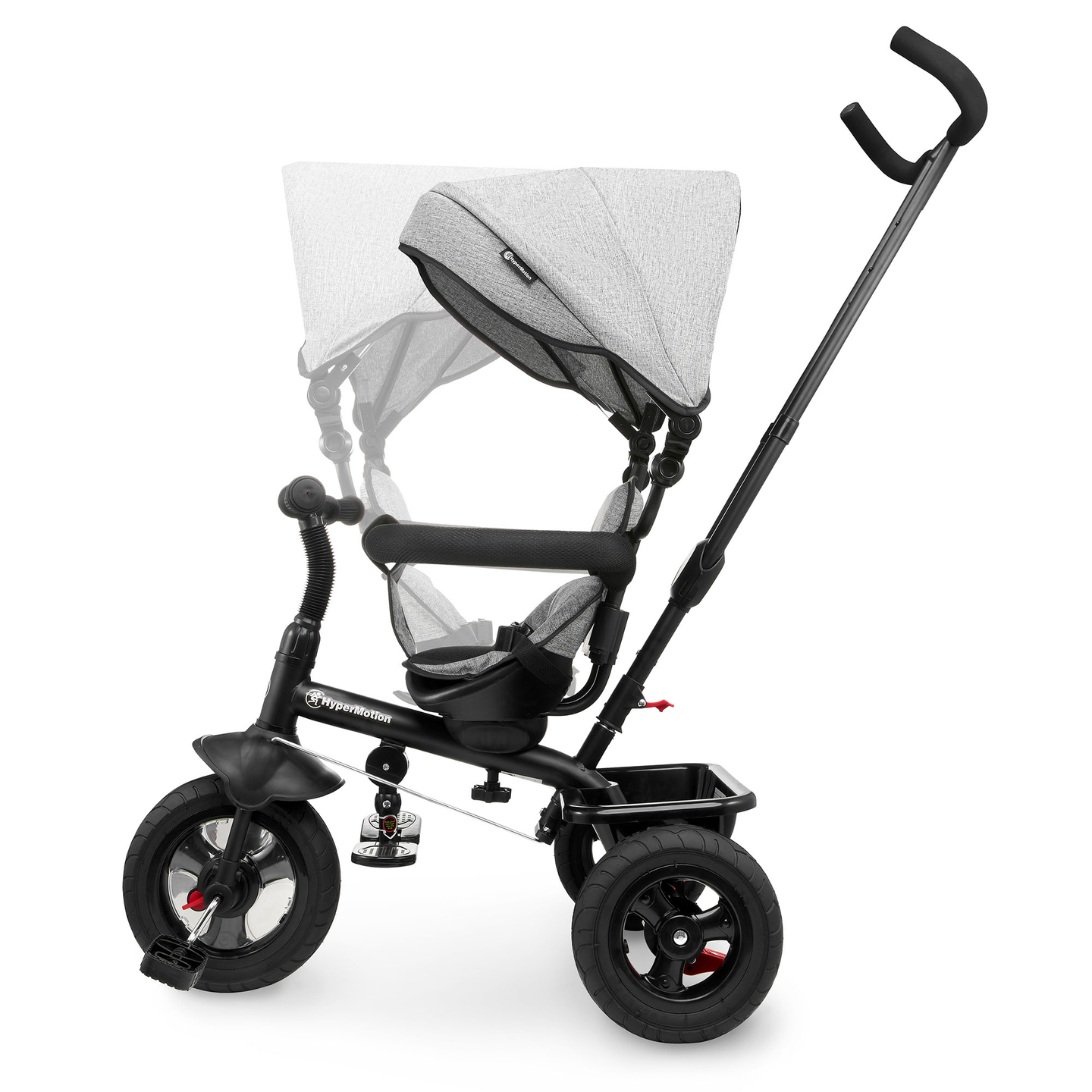 Dreirad für Kinder 1-4 Jahre - TOBI FREY - Farbe grau - drehbar - gepumpte Räder + Schieber