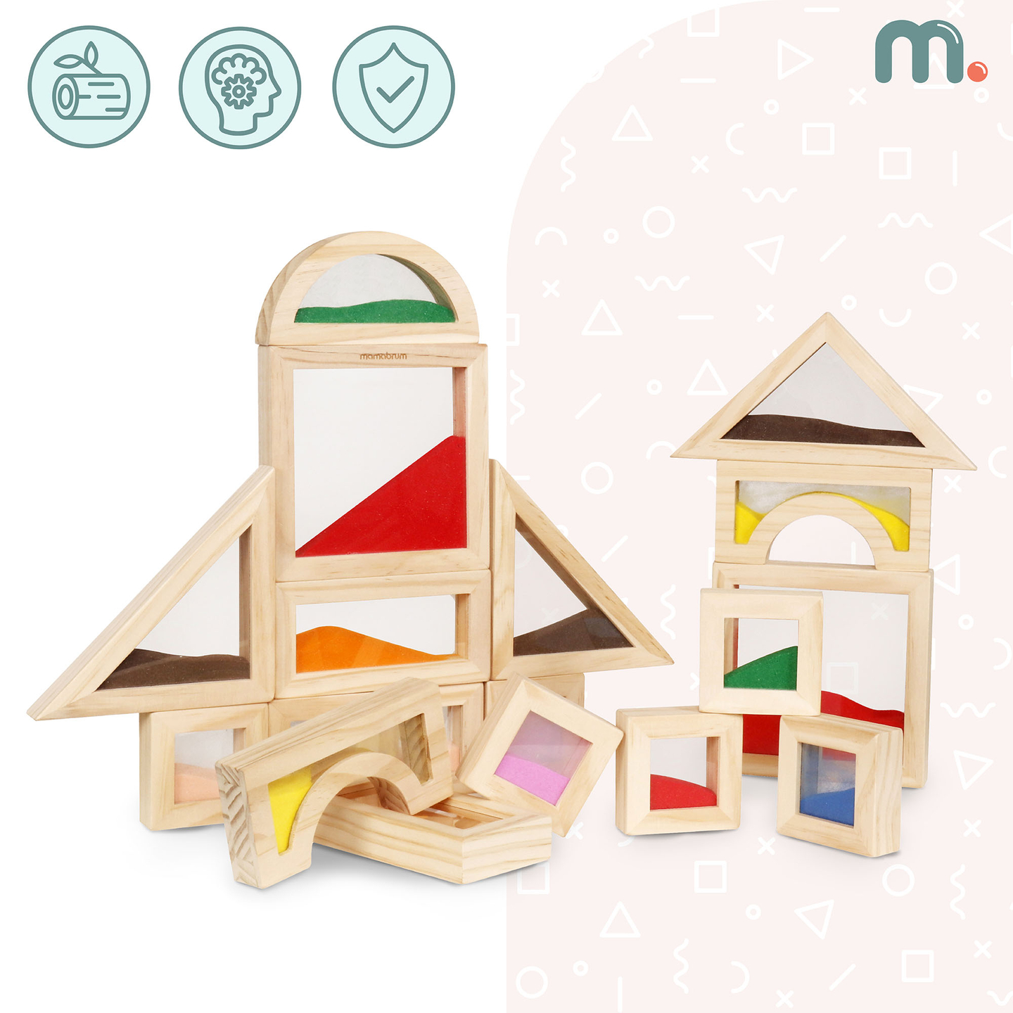 Sinnesblöcke aus Holz - 18 Stück