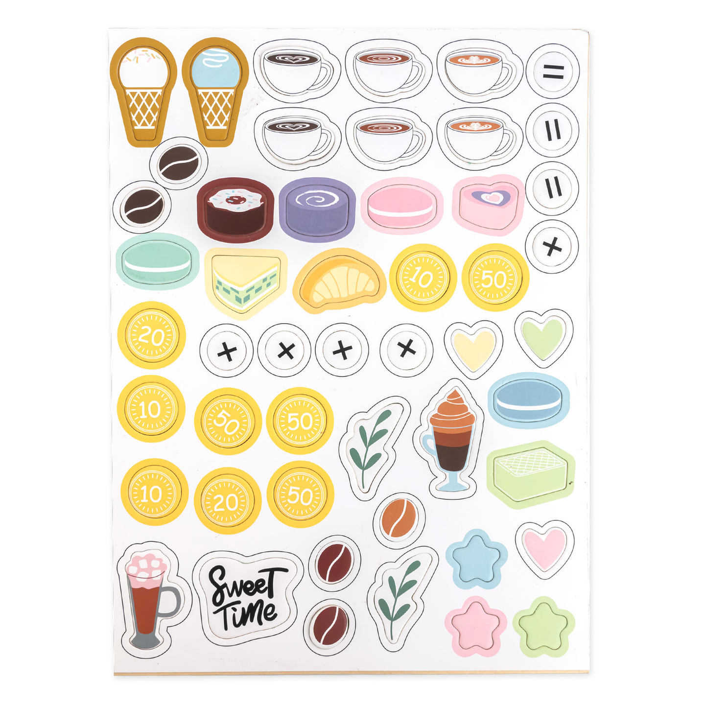 Ein großes Holzcafé und eine Eisdiele mit Magnettafel, Kaffeemaschine und Eis- und Dessertset - über 70 Teile!