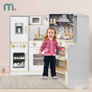 XXXL interaktive Holzküche mit LED-Beleuchtung, Abzugshaube und Zubehör