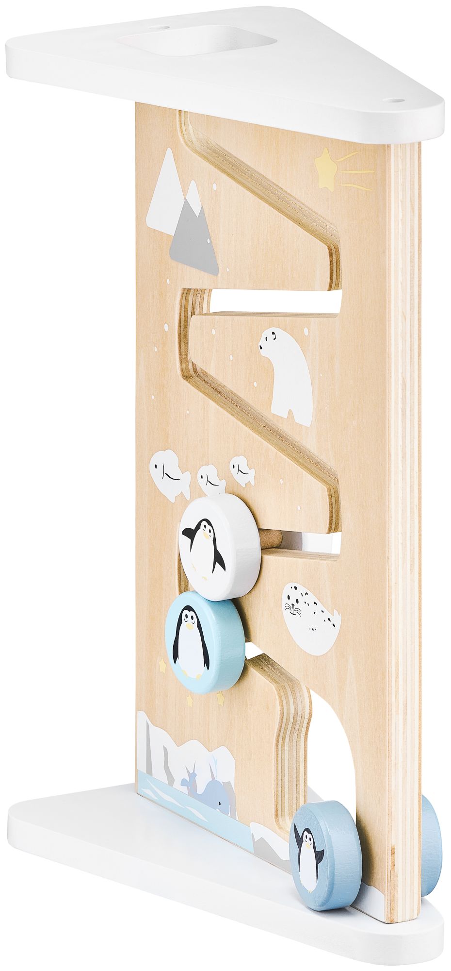 Zweiseitige sensorische Manipulationstafel aus Holz