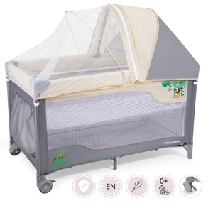 Reisebett 0 - 36 m mit Wickeltisch + Moby-System HUXLEY Laufgitter