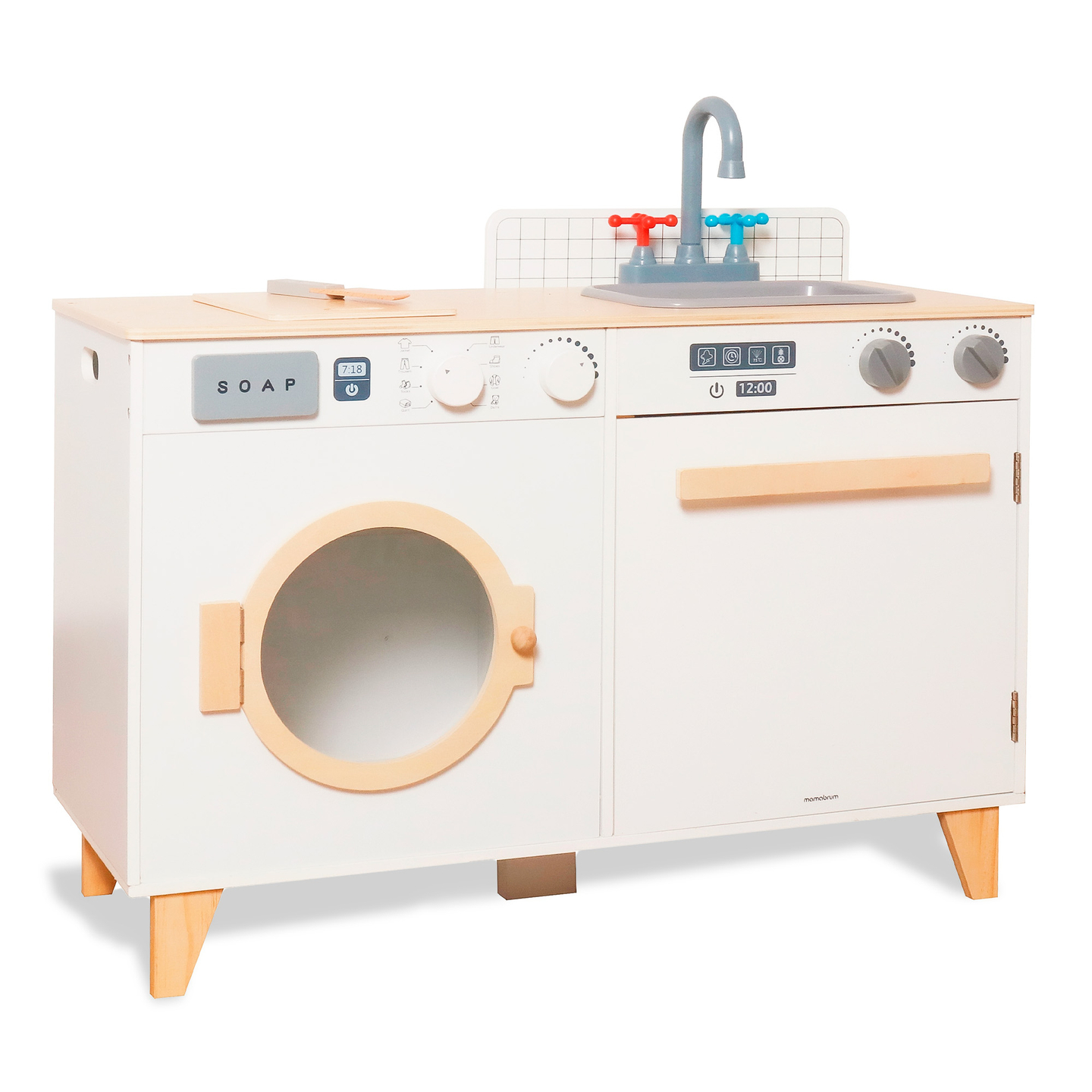 Wäsche und Küche aus Holz - 2-in-1-Haushaltsset für Kinder