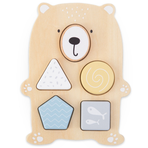 Set mit Holzspielzeug - buntes Geflecht, Robbenpyramide, Teddybärensortierer