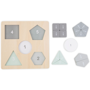 Holzpuzzle - Montessori Puzzles - Brüche und geometrische Figuren