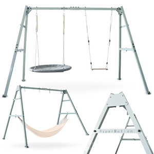 Doppelschaukel mit Zubehör - Stahlgestell - Storchennest, Schaukel und Hängematte
