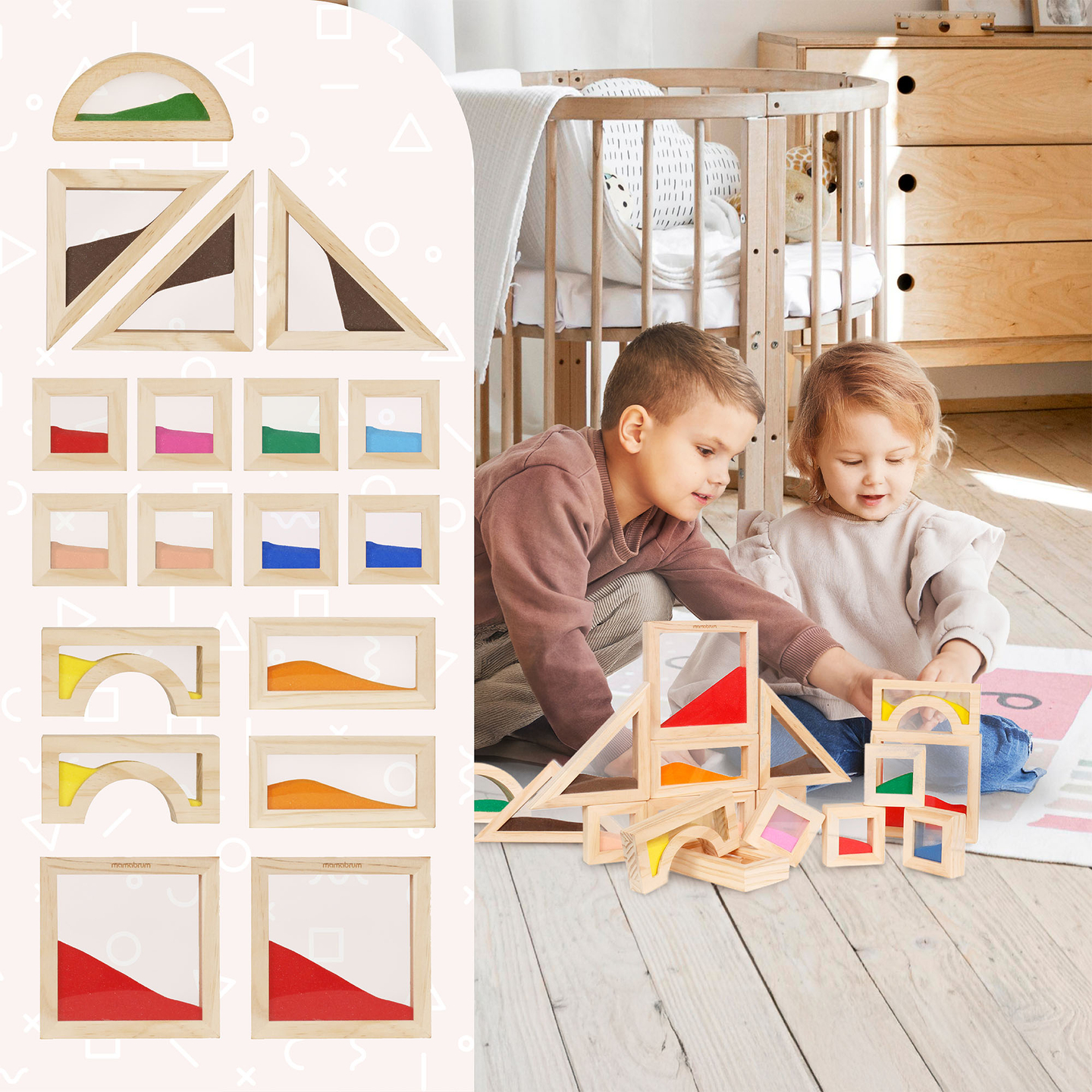 Sinnesblöcke aus Holz - 18 Stück