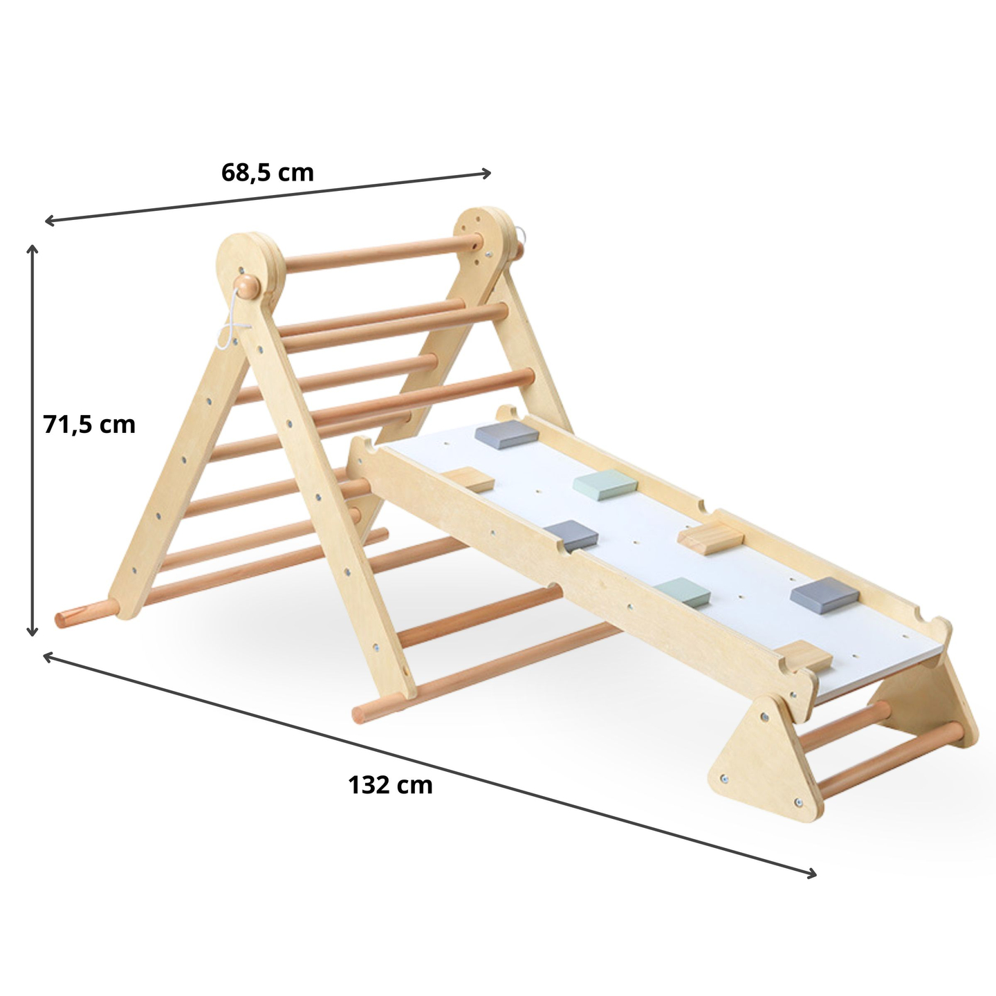 Selbstgebauter Kinderspielplatz aus Holz - Leiter + Kletterwand + Balancierbalken - Pikler-Dreieck