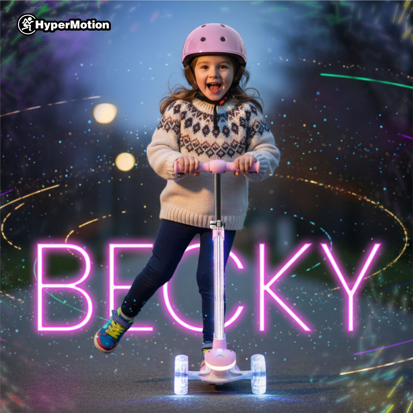 HyperMotion BECKY Balance-Scooter – RGB-LED-Beleuchtung, pink