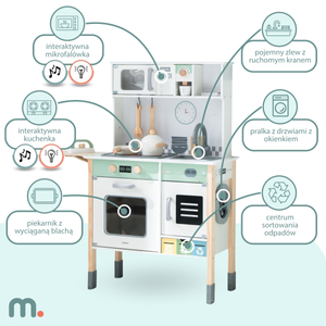 Interaktive Küche mit Waschmaschine, Geschirrspüler und Kreidetafel