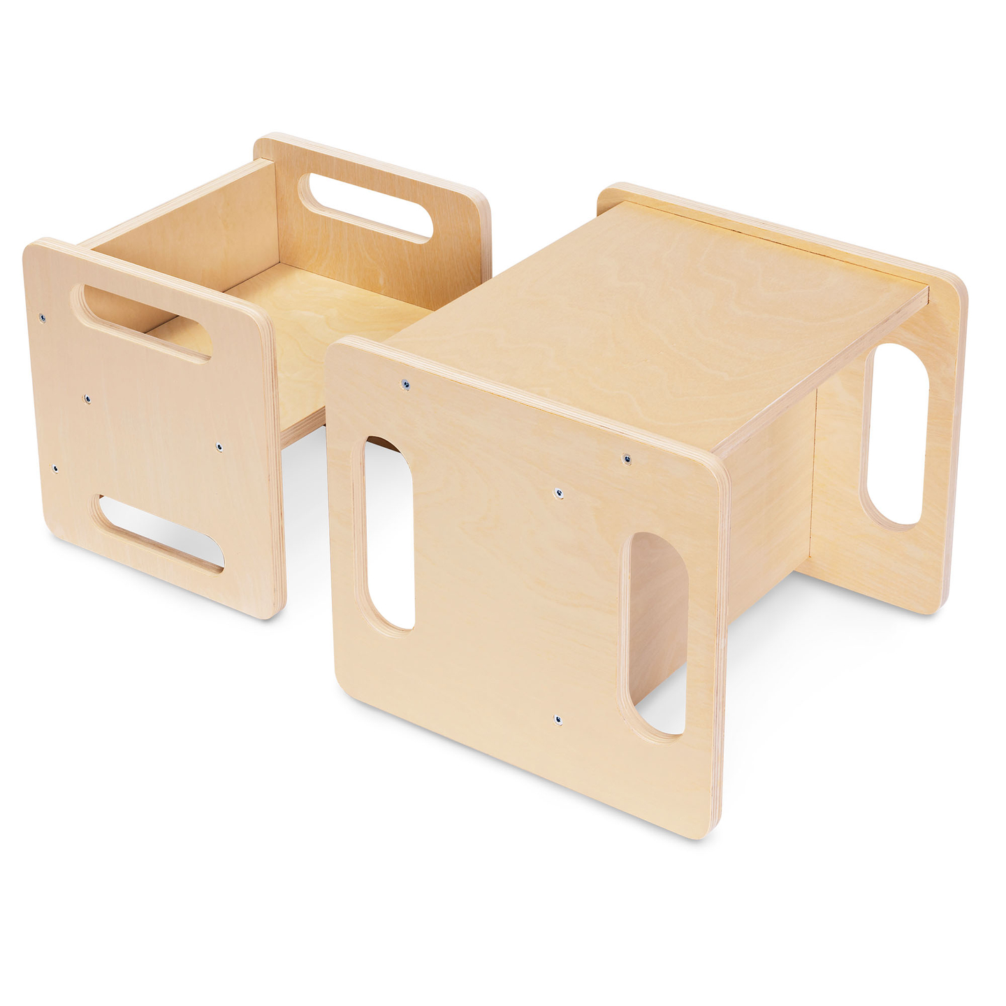 Holztisch und Stuhl mit Trittsteinfunktion – ein multifunktionales Montessori-Set für Kinder