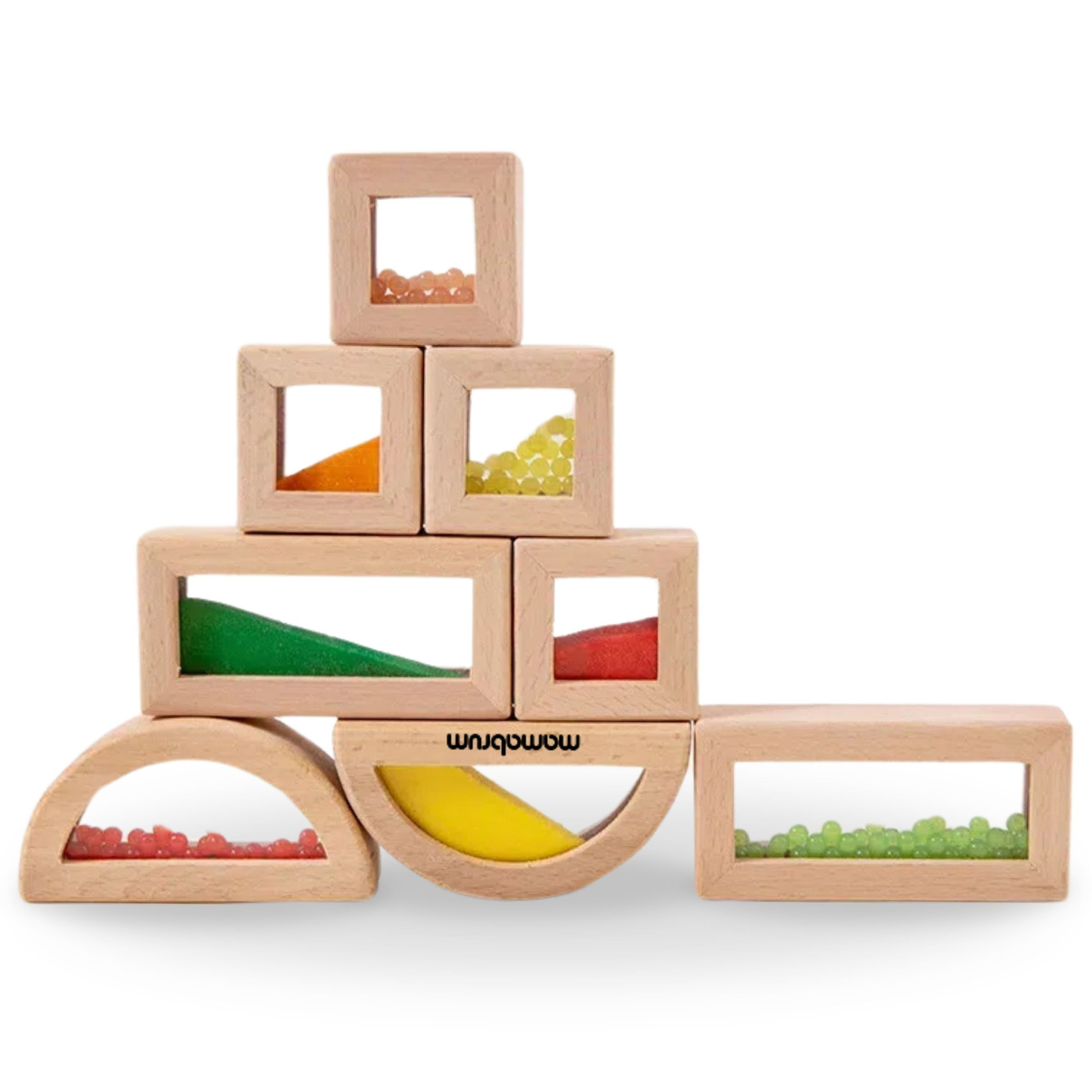 Set aus Holzklötzen mit verschiedenen Füllungen - 15 Stück