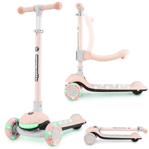 HyperMotion LUMI 3-in-1 Balance Scooter - beleuchtete Plattform und LED-Räder, Farbe rosa