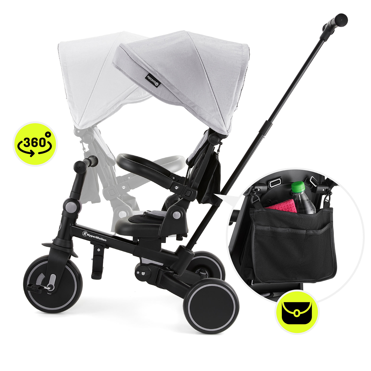 8in1 Multifunktions-Dreirad TOBI FOREST - grau