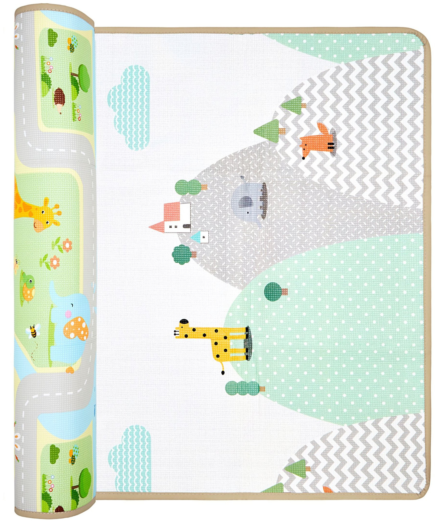 Beidseitige Schaummatte – Wald auf einem Hügel / sonnige Stadt