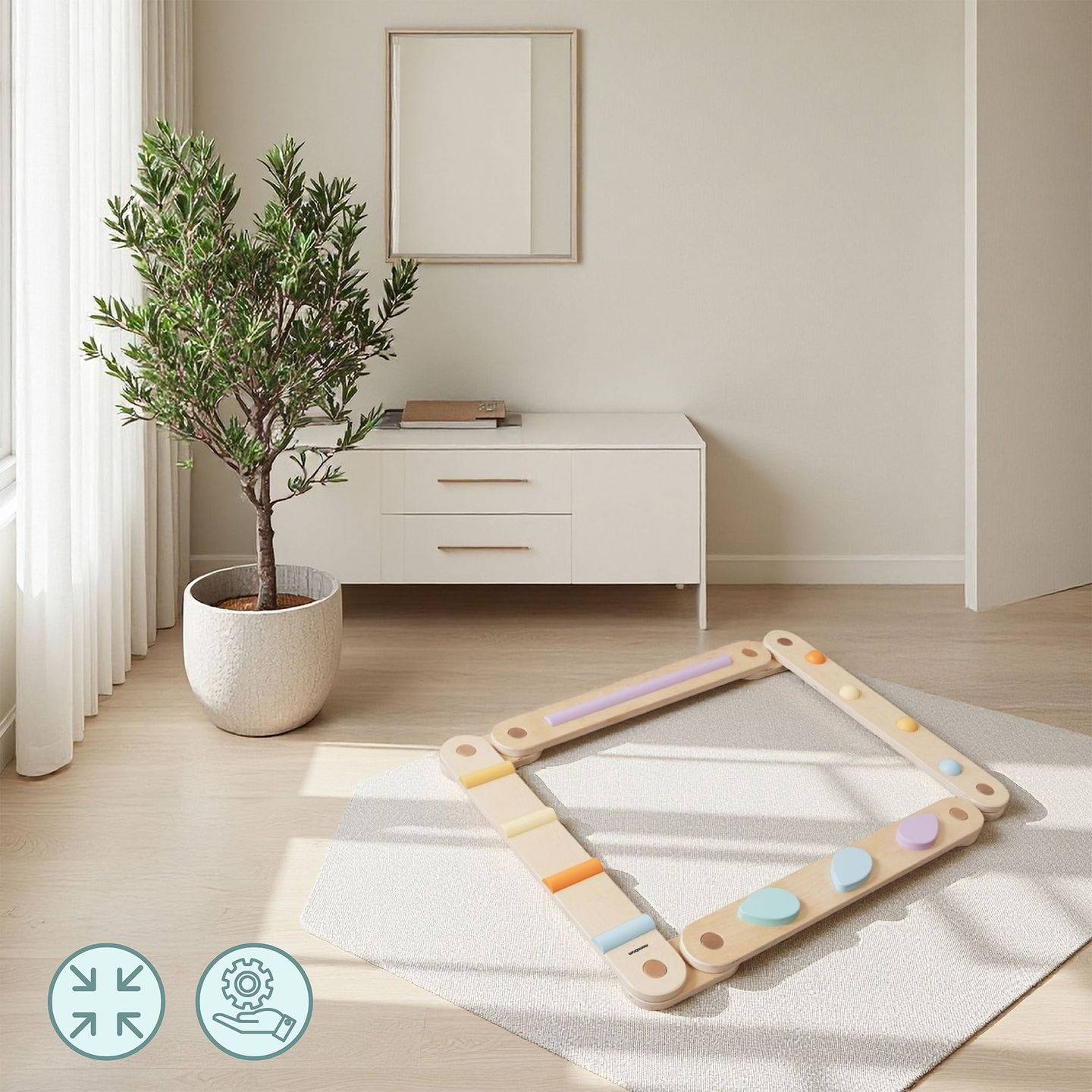 Großer Sinnespfad aus Holz - Balancierstrecke - 9 Elemente