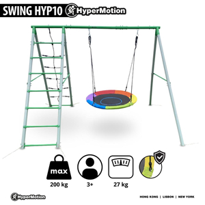 XL-Gartenspielplatz für Kinder mit Storchennestschaukel, Leiter und Kletternetz