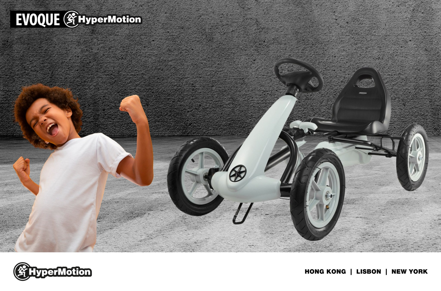 EVOQUE Pedal-Gokart für Kinder von 5-8 Jahren - grau