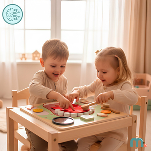 Montessori-Lerntafel aus Holz „Kleiner Zahnarzt“ – Zahnbürste, Zahnpasta, herausnehmbare Zähne, Spiegel, Essen, Lernaromen
