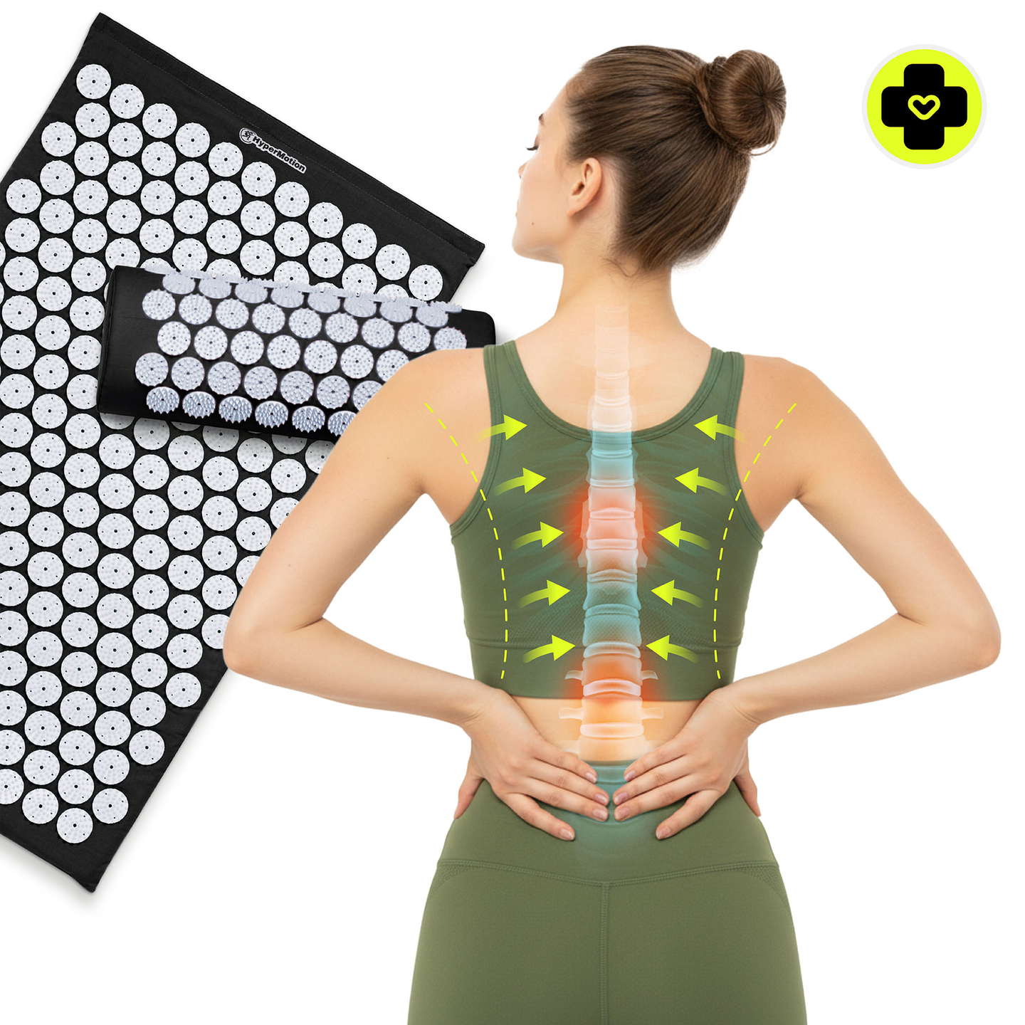 Akupressurmatte mit Kissen und Bezug – 72 cm HyperMotion schwarz-weiß