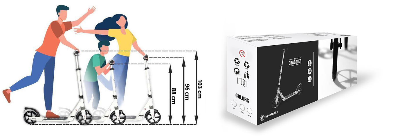Tretroller HyperMotion DRAGSTER – schwarz
