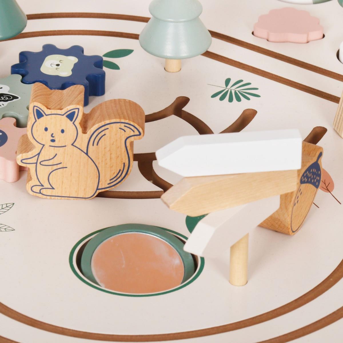 Lehrreicher Holztisch 10in1 mit Tieren und Zug