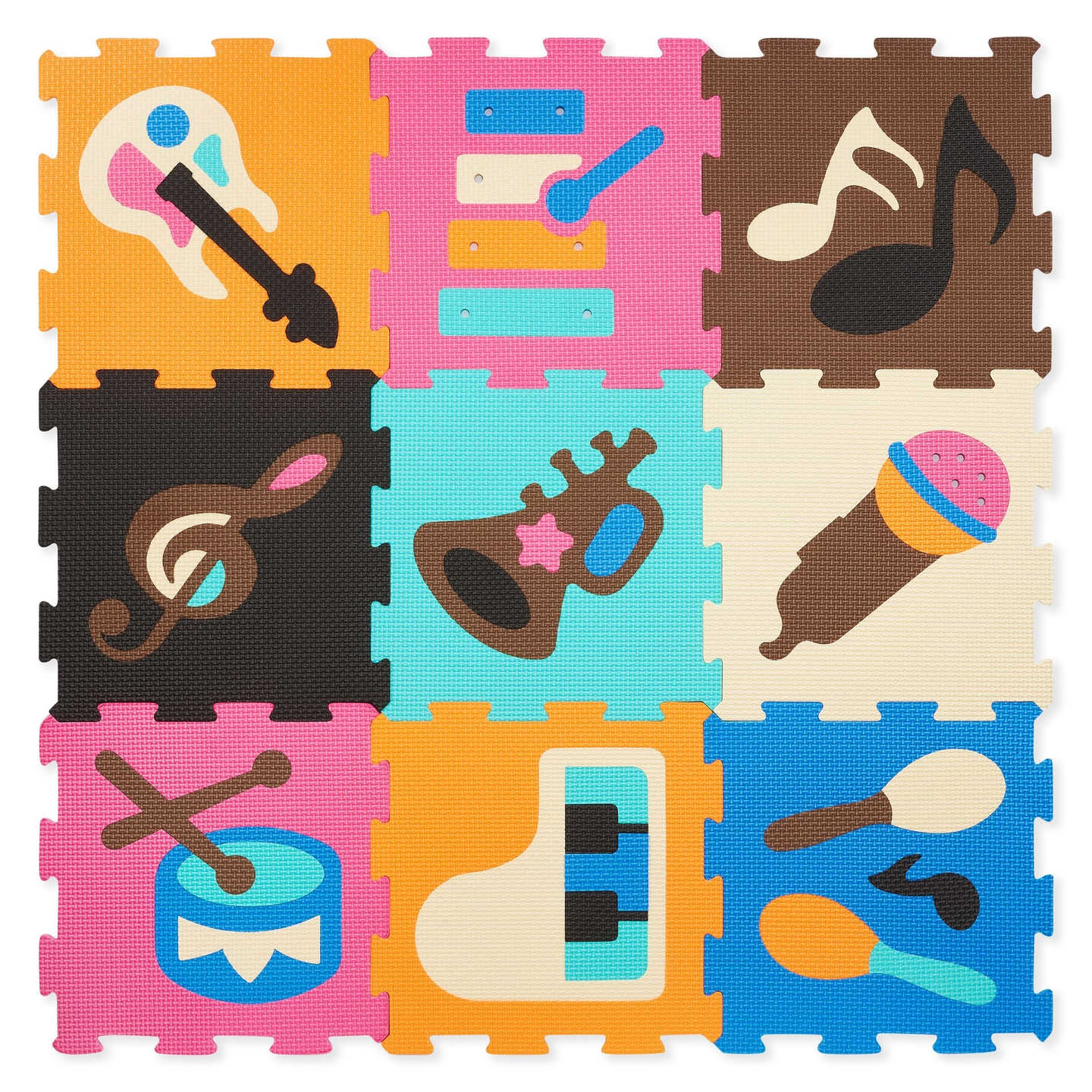 Lernmatte, Schaumstoffpuzzle 90 x 90 x 1 cm - EVA-Schaum - Muster: Instrumente