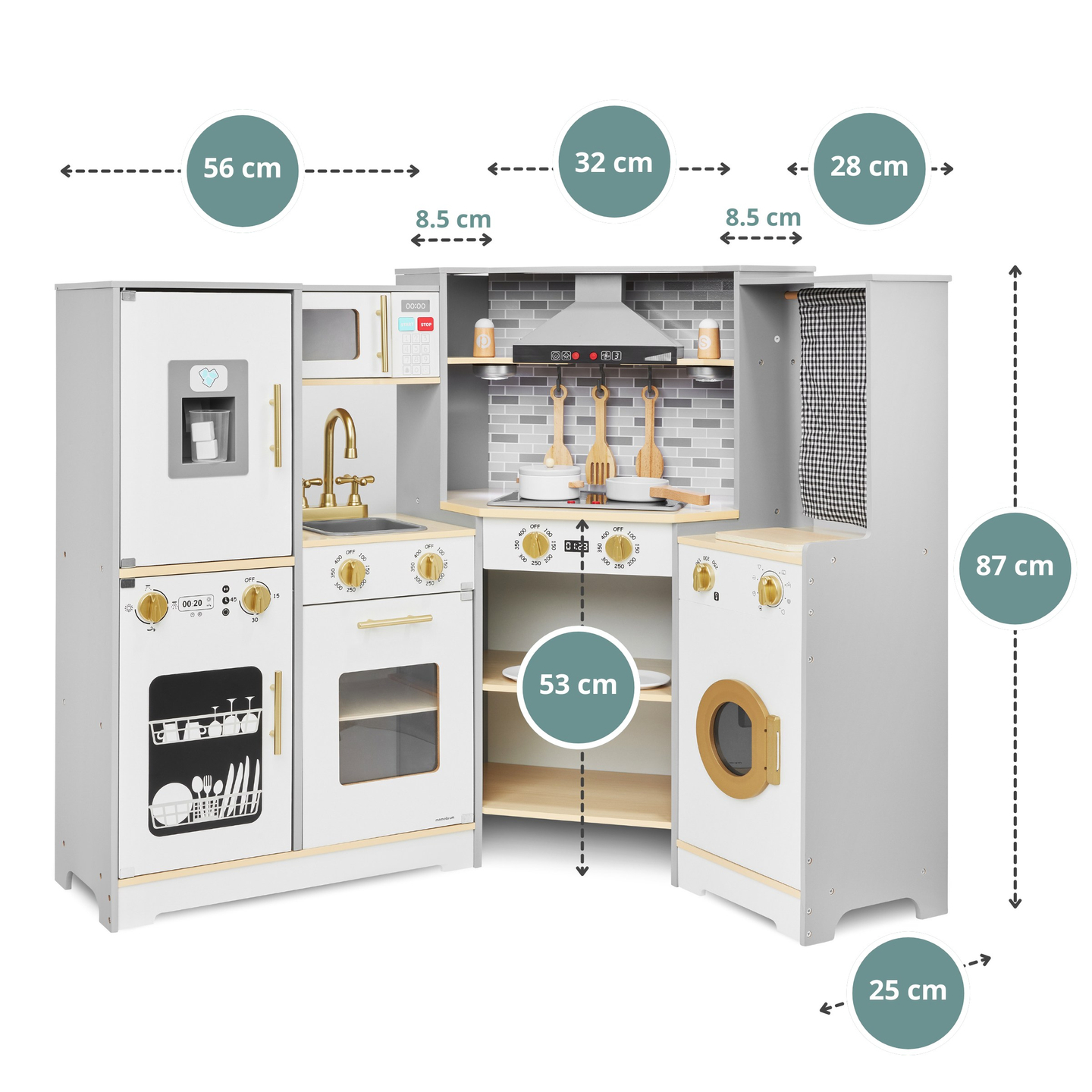 XXXL interaktive Holzküche mit LED-Beleuchtung, Abzugshaube und Zubehör